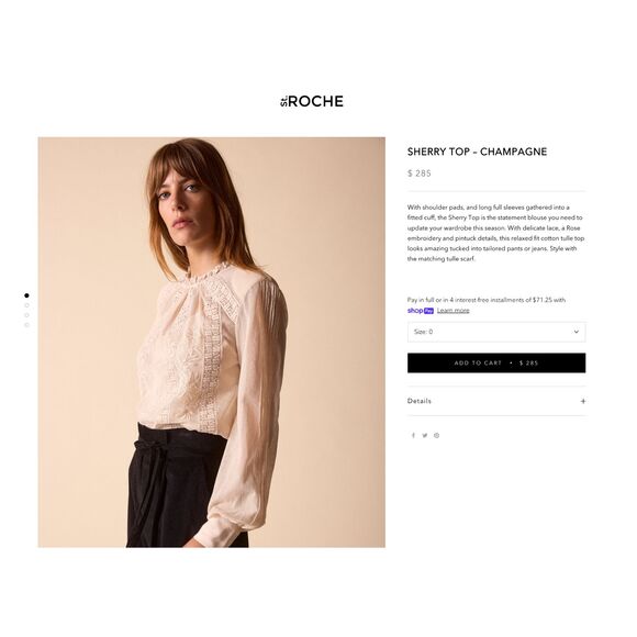 Iconic St. Roche Sherry Top in Champagne, Luxe Romantic Bohemian French girl - Picture 8 of 16